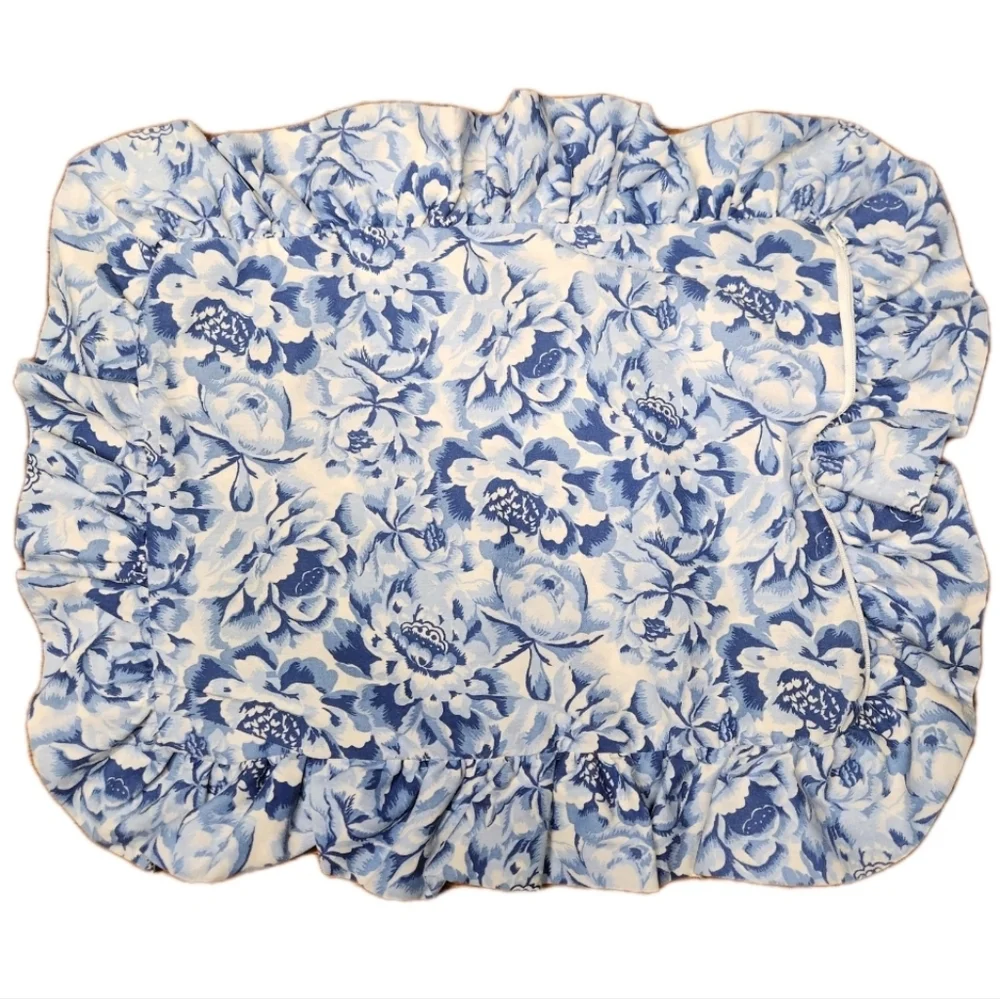 VTG NWOT Laura Ashley Palace Garden Blue & White Floral Pillow Cover